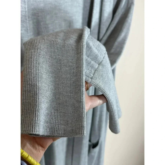 Nordstrom halogen Cashmere Blend Long Open Front Gray Cardigan quiet Luxury M - Picture 5 of 10